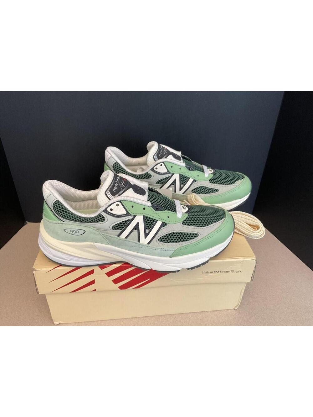 New! Mens New Balance 990v6 Made In USA Avocado / Natural Mint Shoes. Size 8.5D.
